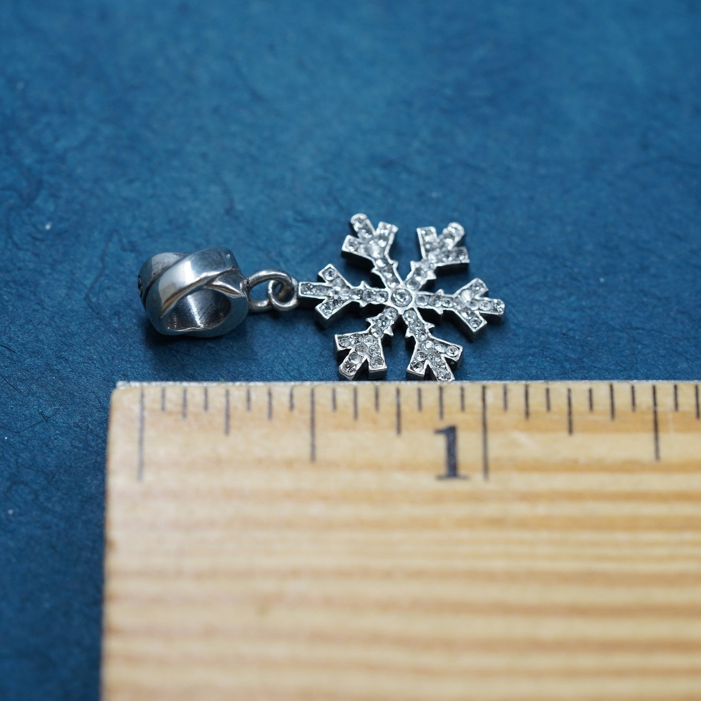 Vintage sterling silver handmade pendant, 925 snowflake charm