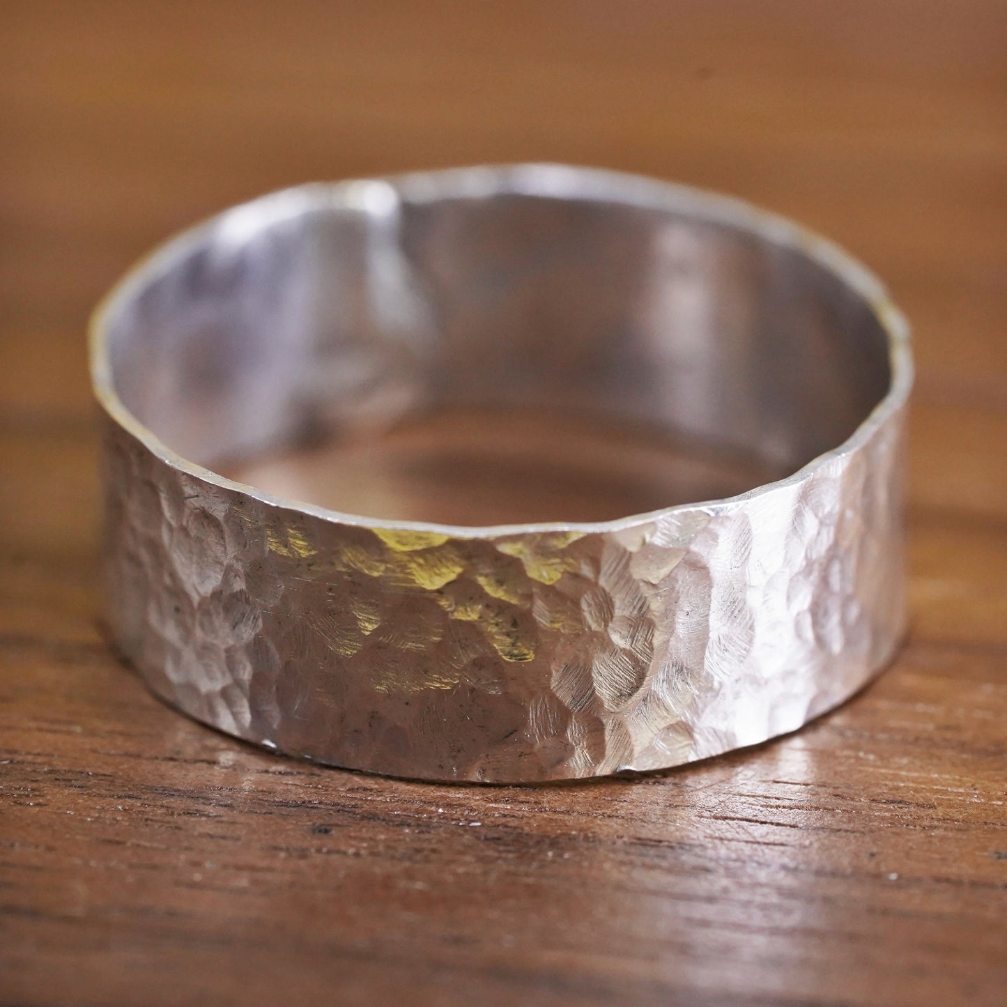size 11.25, vintage Sterling silver handmade ring, 925 hammered wedding band
