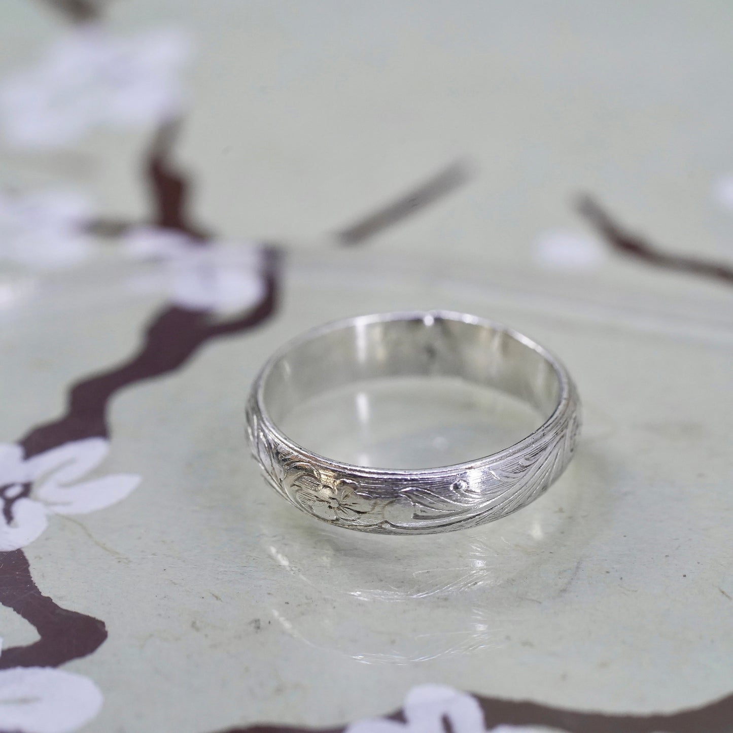 Size 5, southwestern Sterling silver handmade ring, 925 textured band