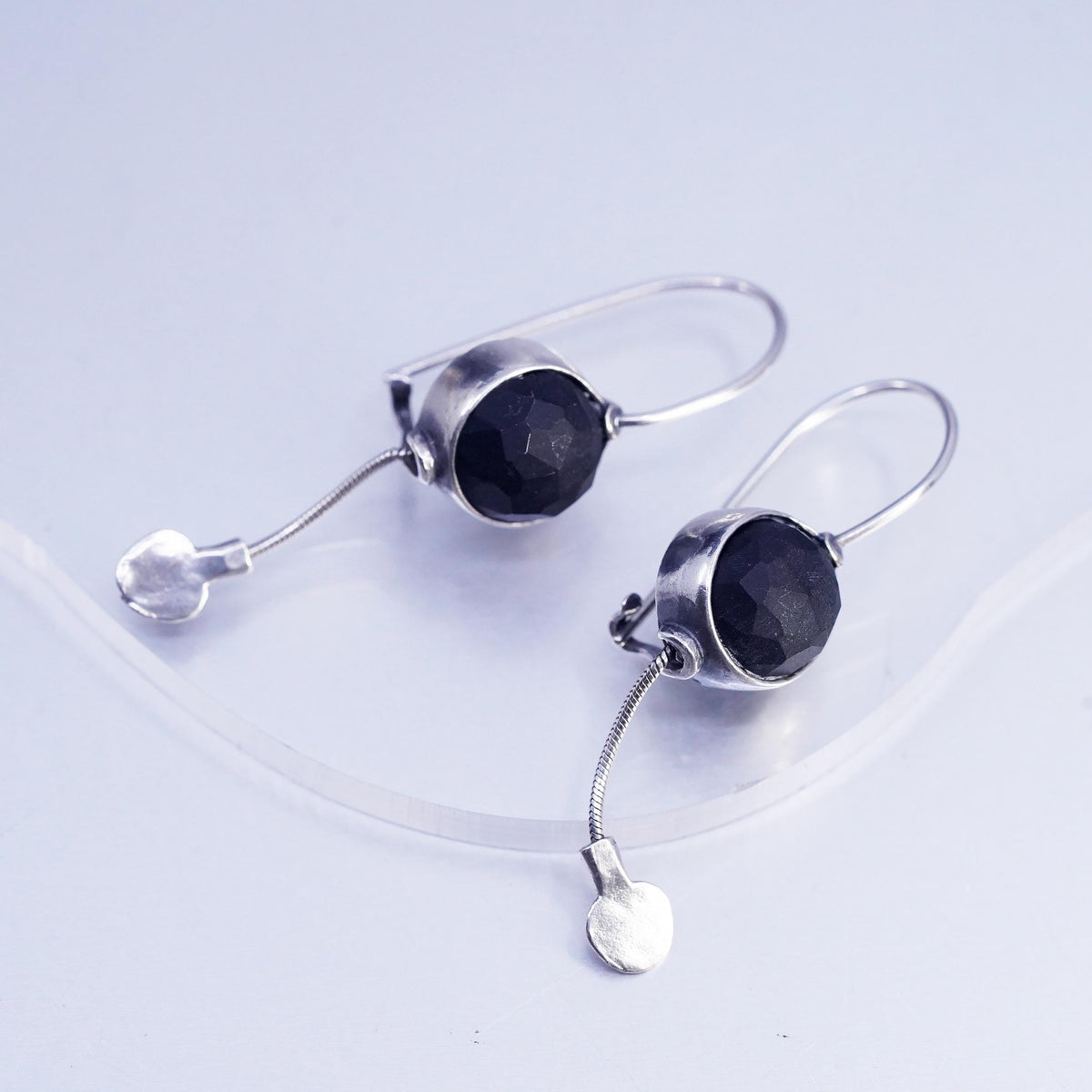 SILPADA Sterling Silver 925 Faceted Matte Black Onyx Dangle Earrings W1626