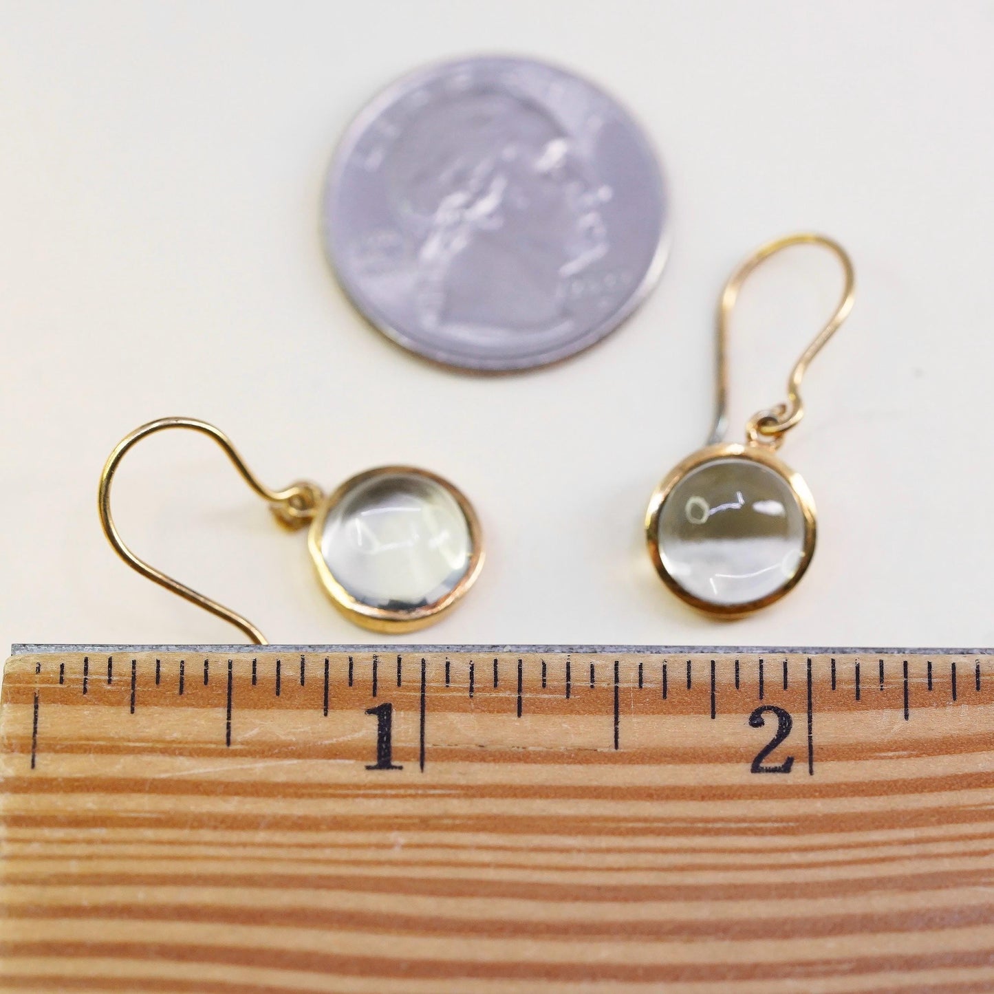 Vintage vermeil gold over sterling 925 silver earrings with green glass