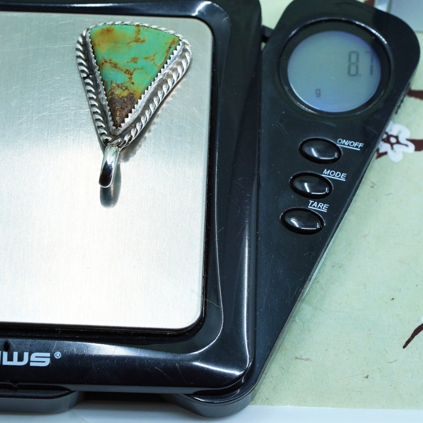 Native American P Sterling silver 925 handmade pendant with turquoise cable