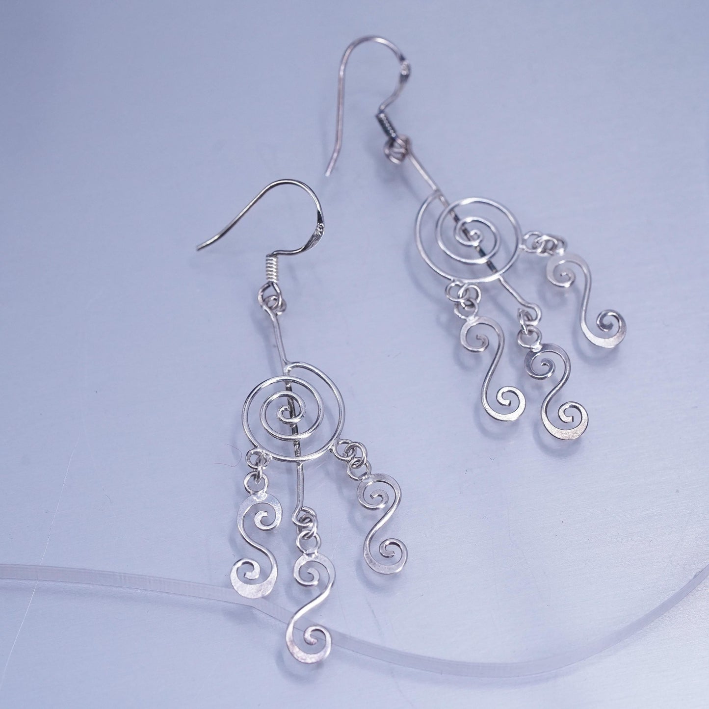 Vintage Sterling 925 silver handmade swirly earrings