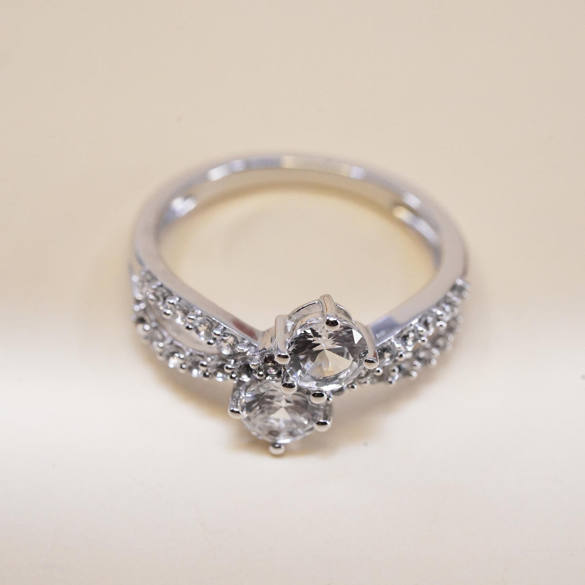 Size 7, Sterling 925 silver engagement ring with cluster CZ and cluster cz