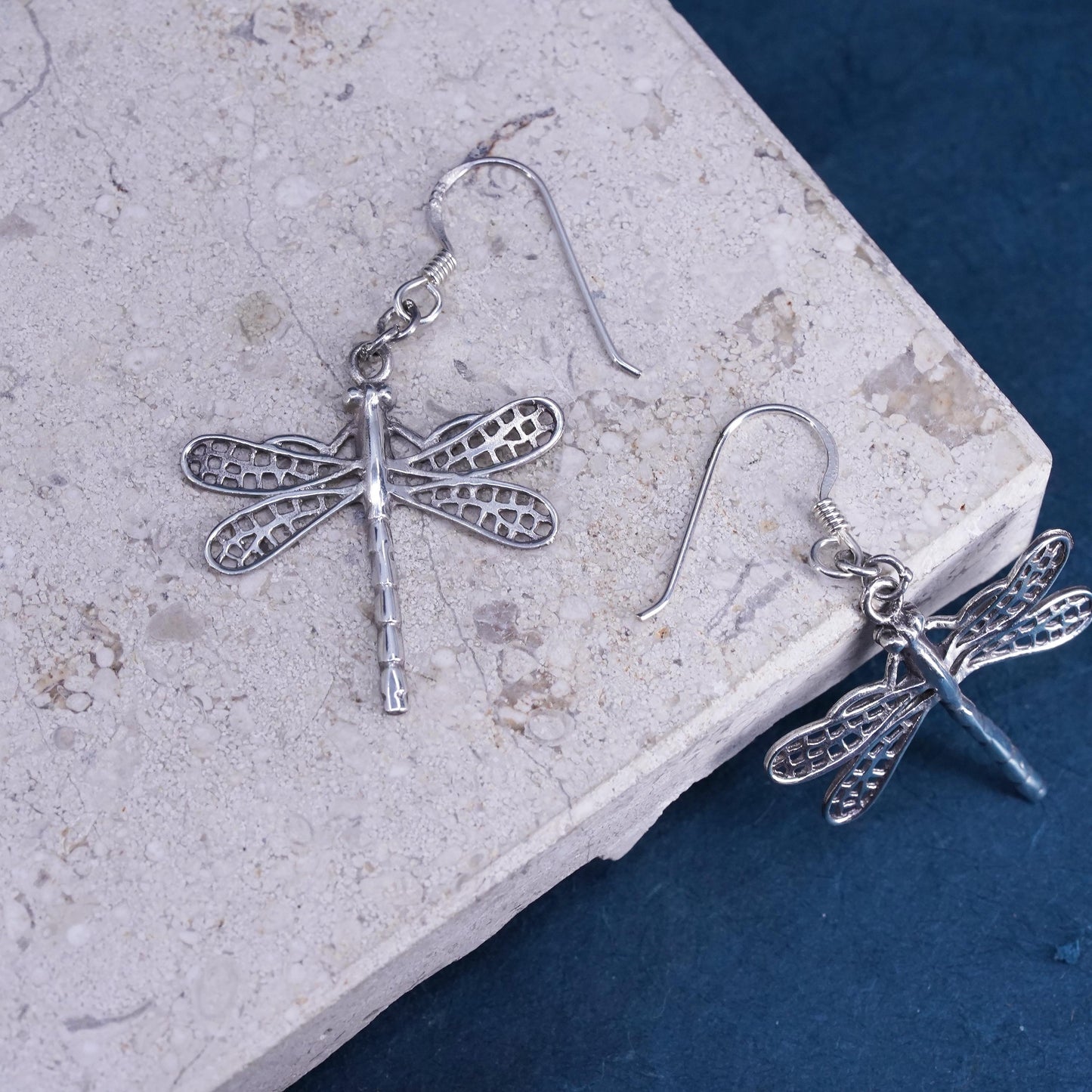Vintage Mexican sterling silver handmade earrings, southwestern 925 dragonfly