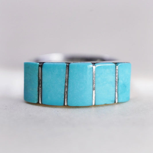 Size 4.25, Native Americans George Kee Sterling silver ring, 925 band turquoise