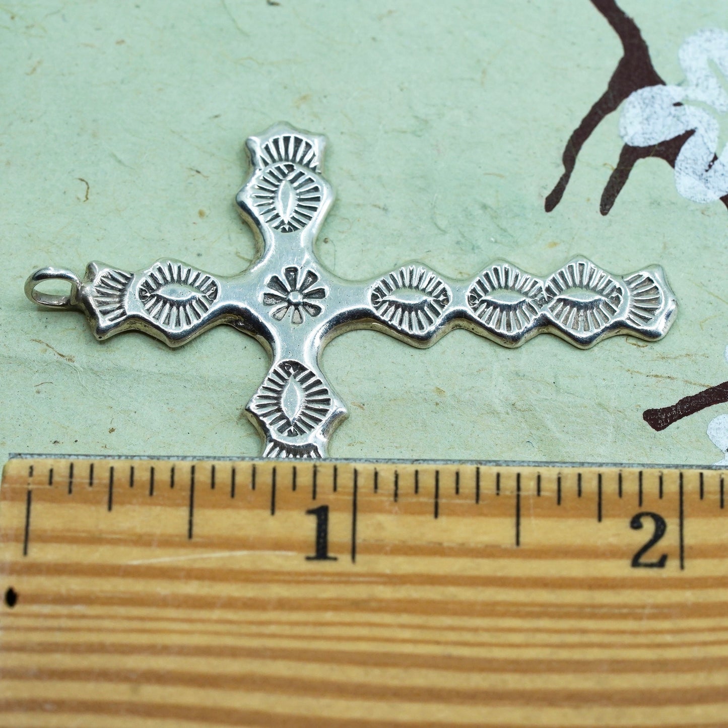 Vintage Native American Navajo sterling silver handmade pendant, 925 cross