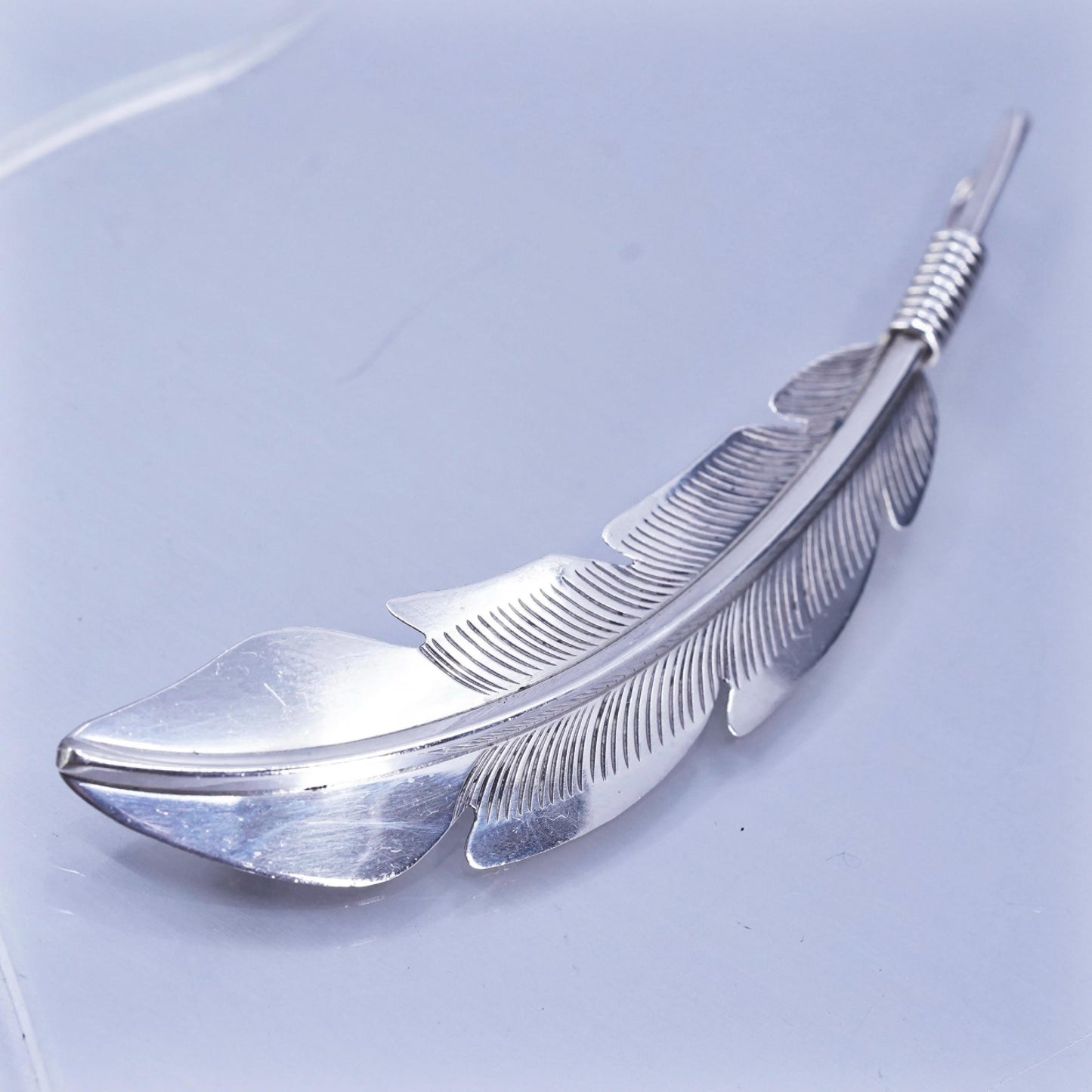 Native American Ben Livingston Sterling 925 Silver feather Brooch pendant