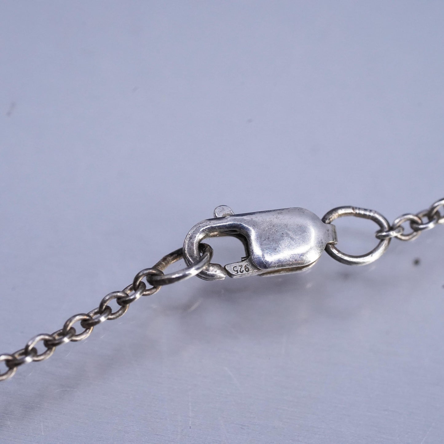 19", Vintage Sterling 925 silver circle necklace with origami elephant pendant