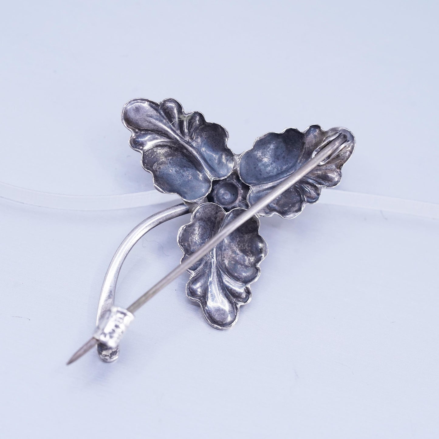 Vintage Mid Century HS Denmark Sterling Hermann Siersbol Silver 925 Leaf Brooch