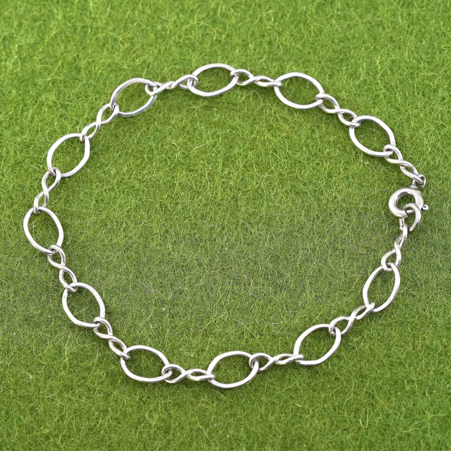 6.5”, 7mm, Vintage sterling 925 silver twisted curb bracelet