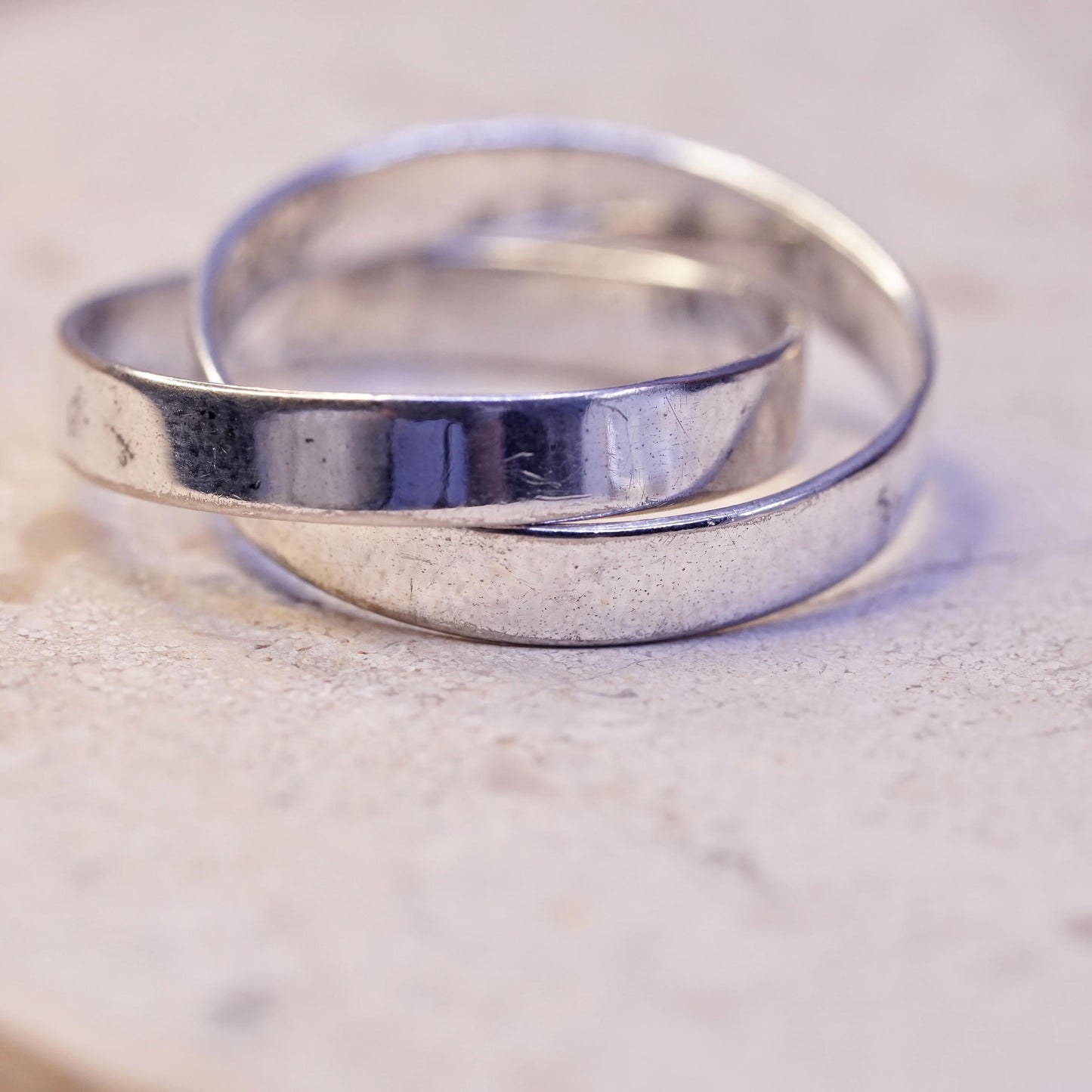 Size 10, vintage Sterling silver handmade ring, 925 entwined band