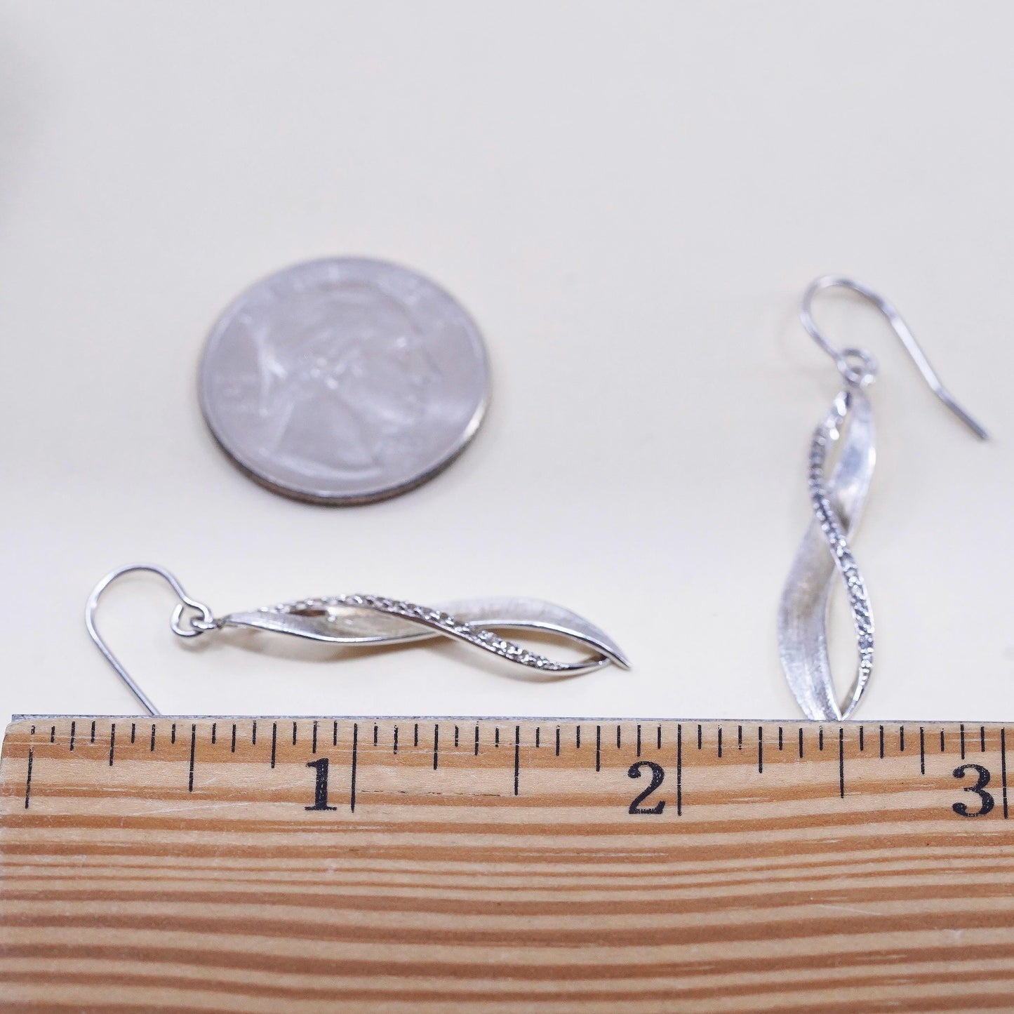 VTG Ralph Lauren sterling silver earrings, textured 925 entwined long dangles