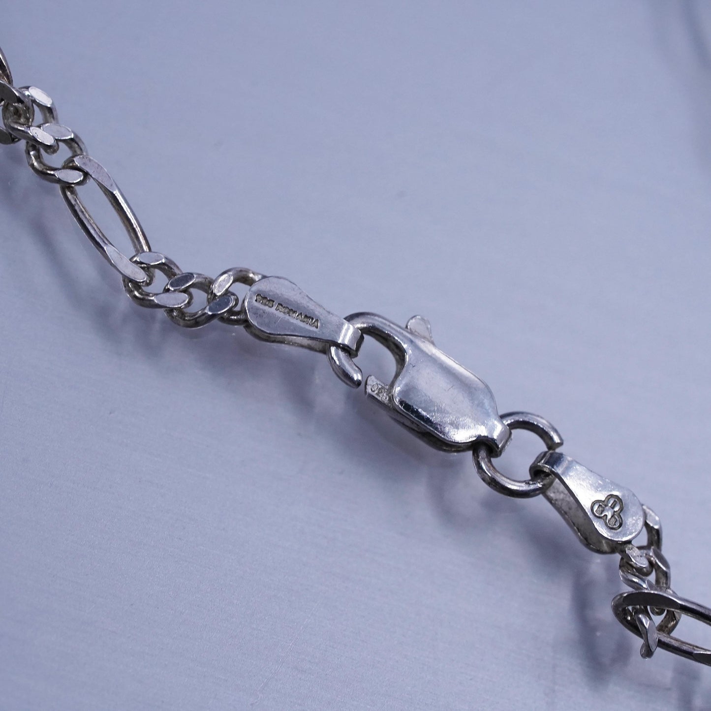 24” 3mm, vintage Romania Sterling 925 silver figaro chain necklace