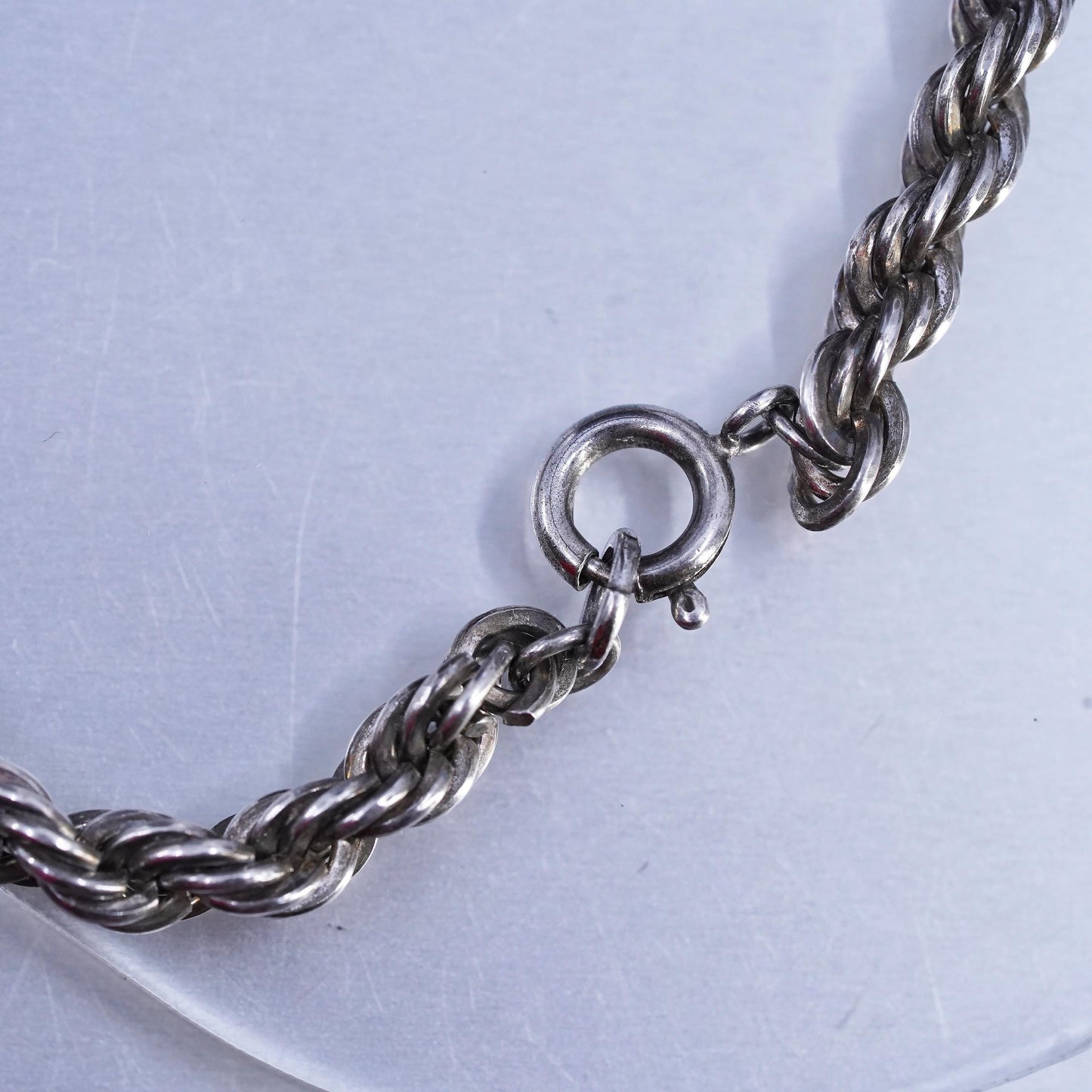 20" Italian Sterling 925 silver French rope necklace 14K gold filigree beads