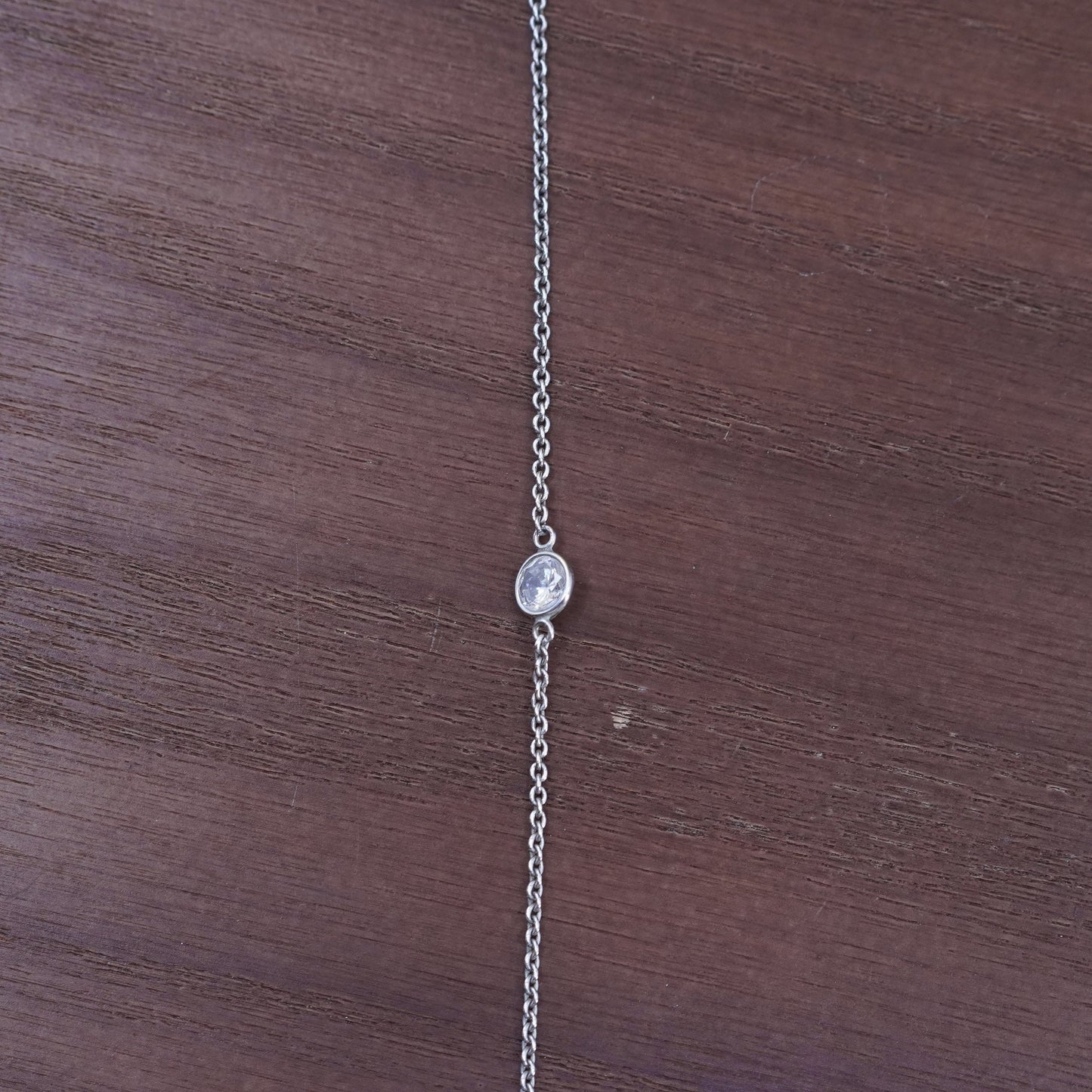 18”, 1mm, vintage Sterling silver necklace, 925 circle chain with Cz details