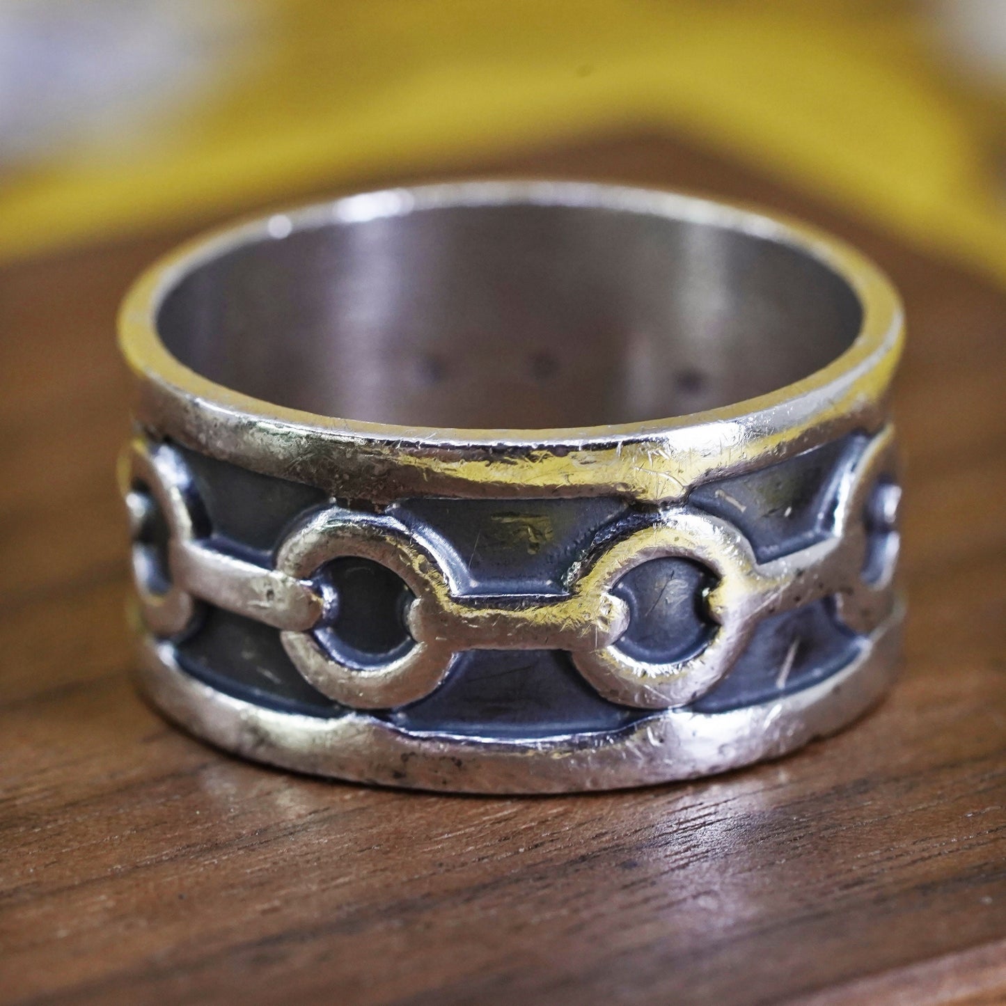 Size 11.5, vintage Sterling silver handmade ring, Hopi 925 textured band