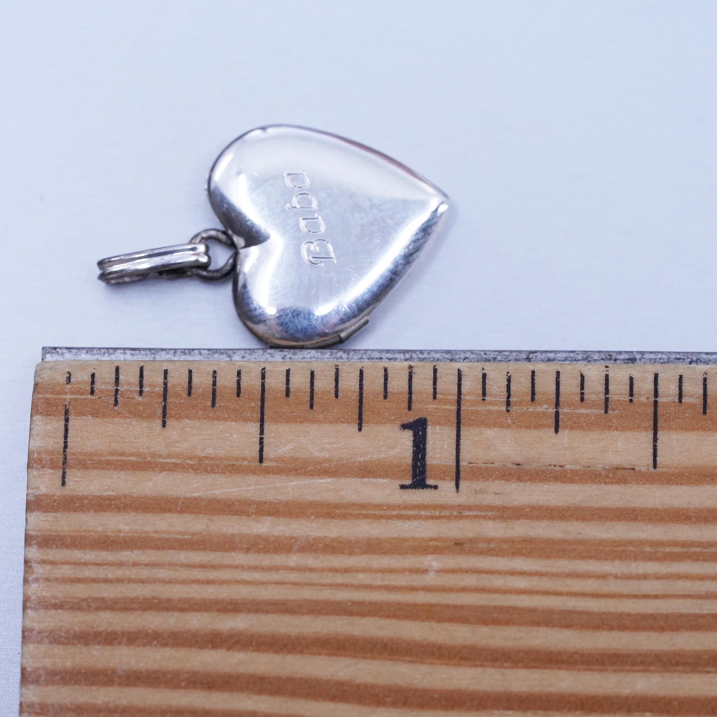 Vintage Sterling silver handmade charm, 925 heart photo locket pendant