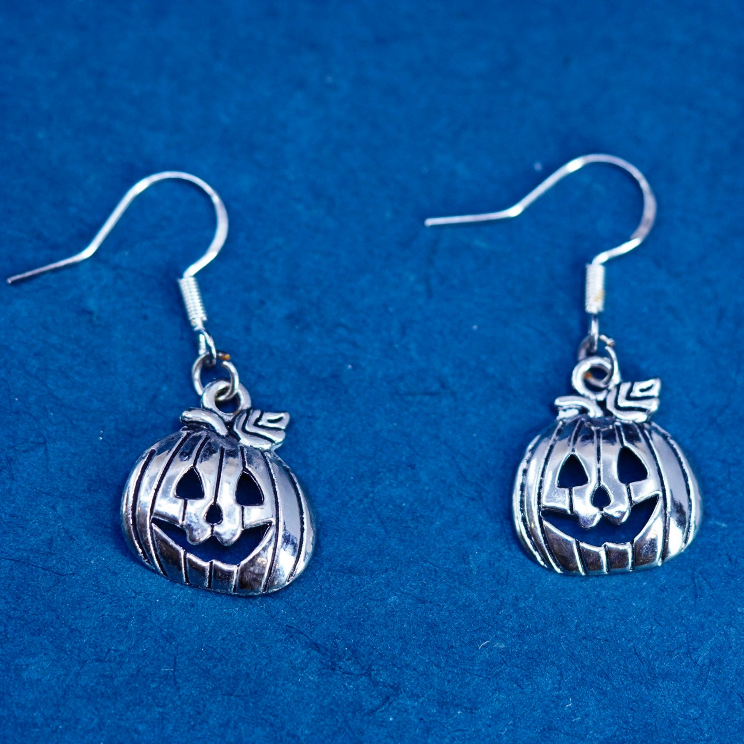 Vintage Sterling silver handmade Halloween earrings, 925 pumpkin dangles