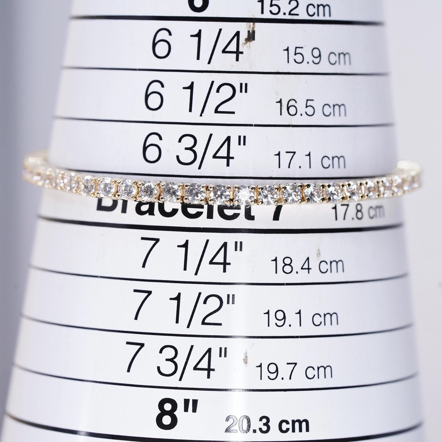7", Vintage vermeil gold over Sterling 925 silver tennis bracelet with cz