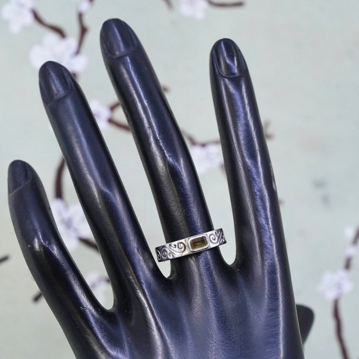 Size 7, Brighton Sayan Sterling 925 silver stackable ring with smoky quartz