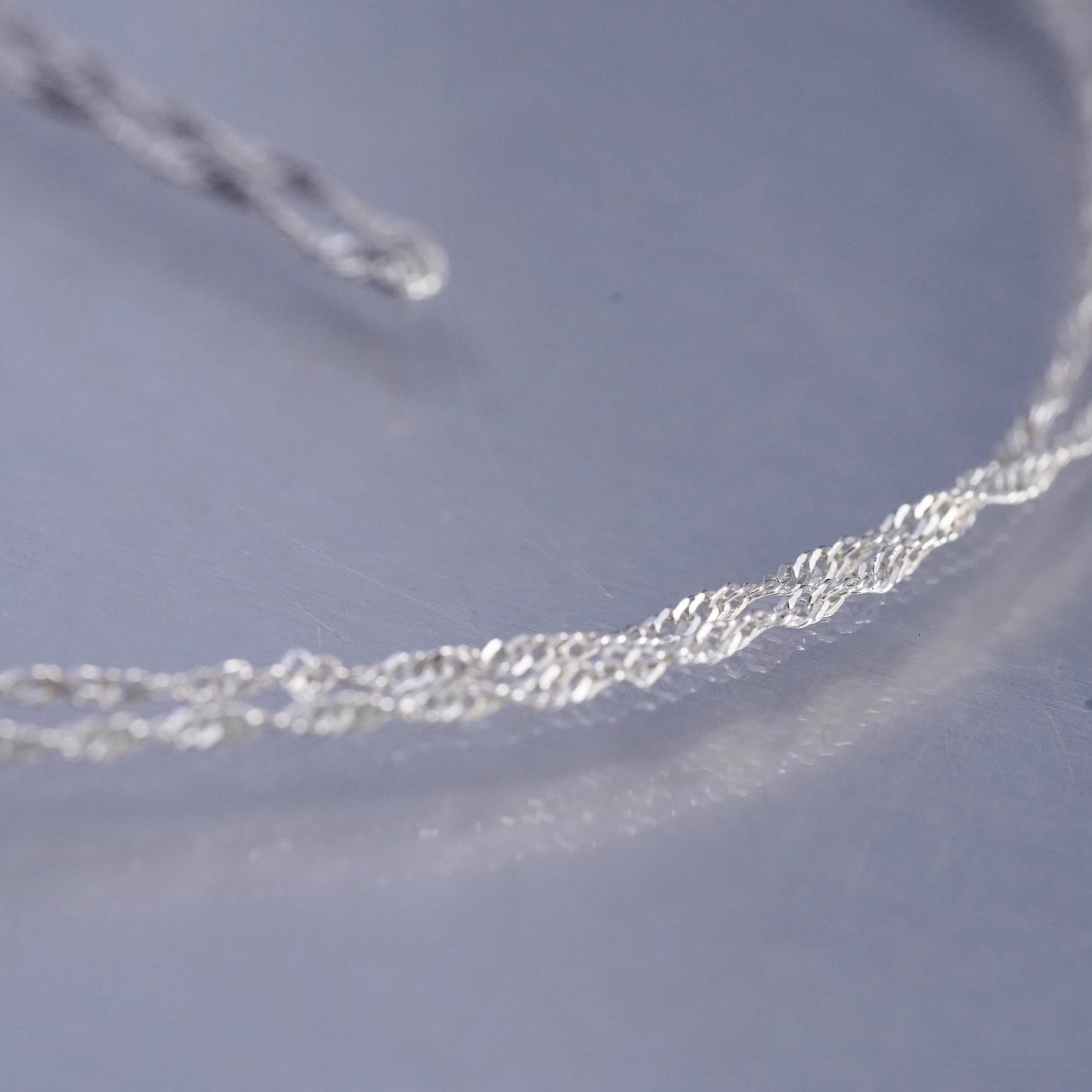 22" 1mm, vintage LIRM Sterling 925 silver twisted chain necklace