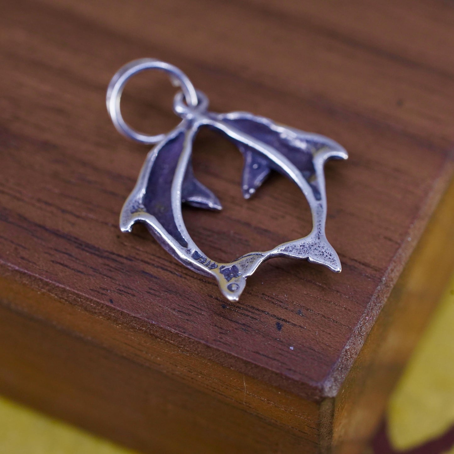 Vintage Sterling silver handmade pendant, 925 dolphin charm