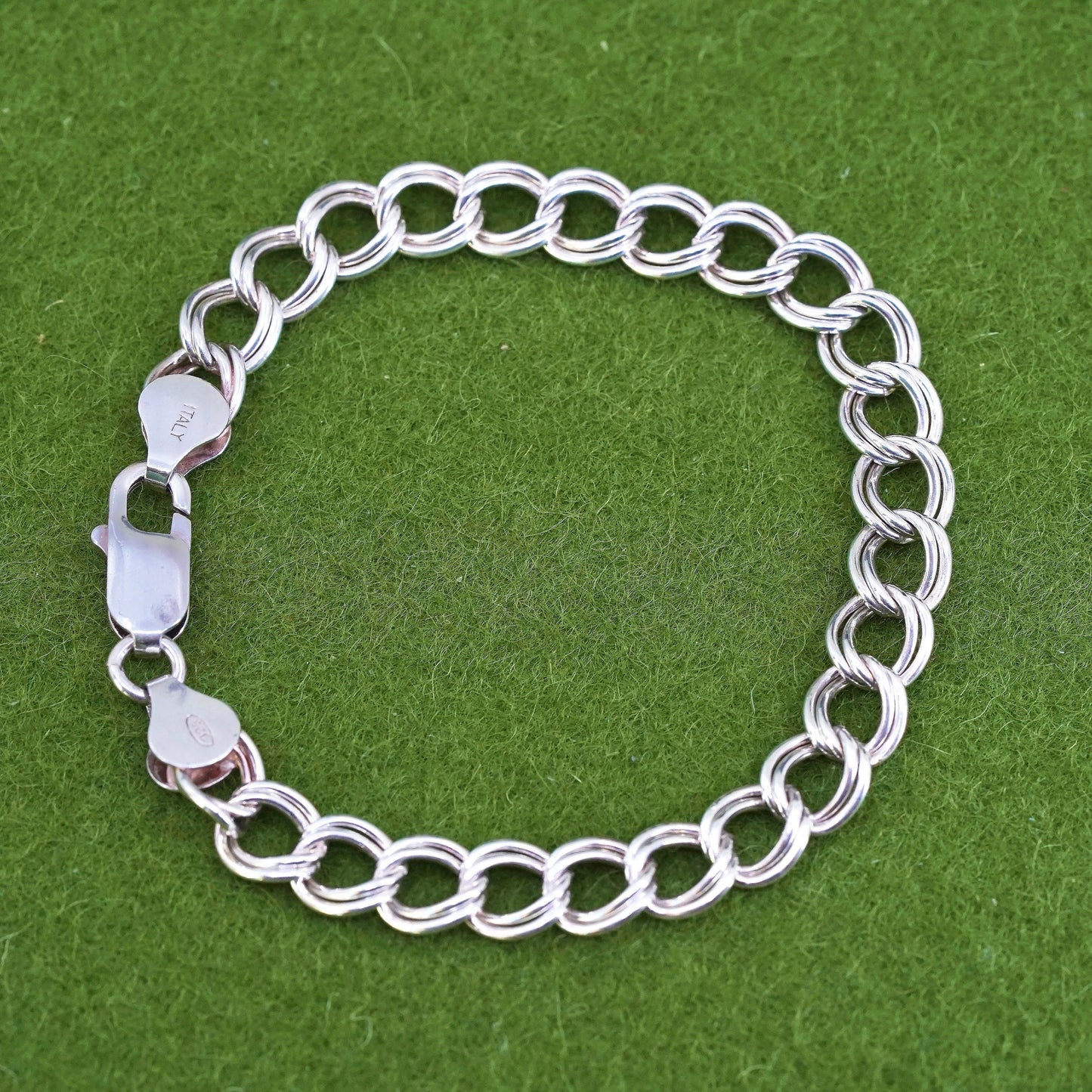6.75", 8mm, Vintage sterling silver bracelet, 925 double curb chain
