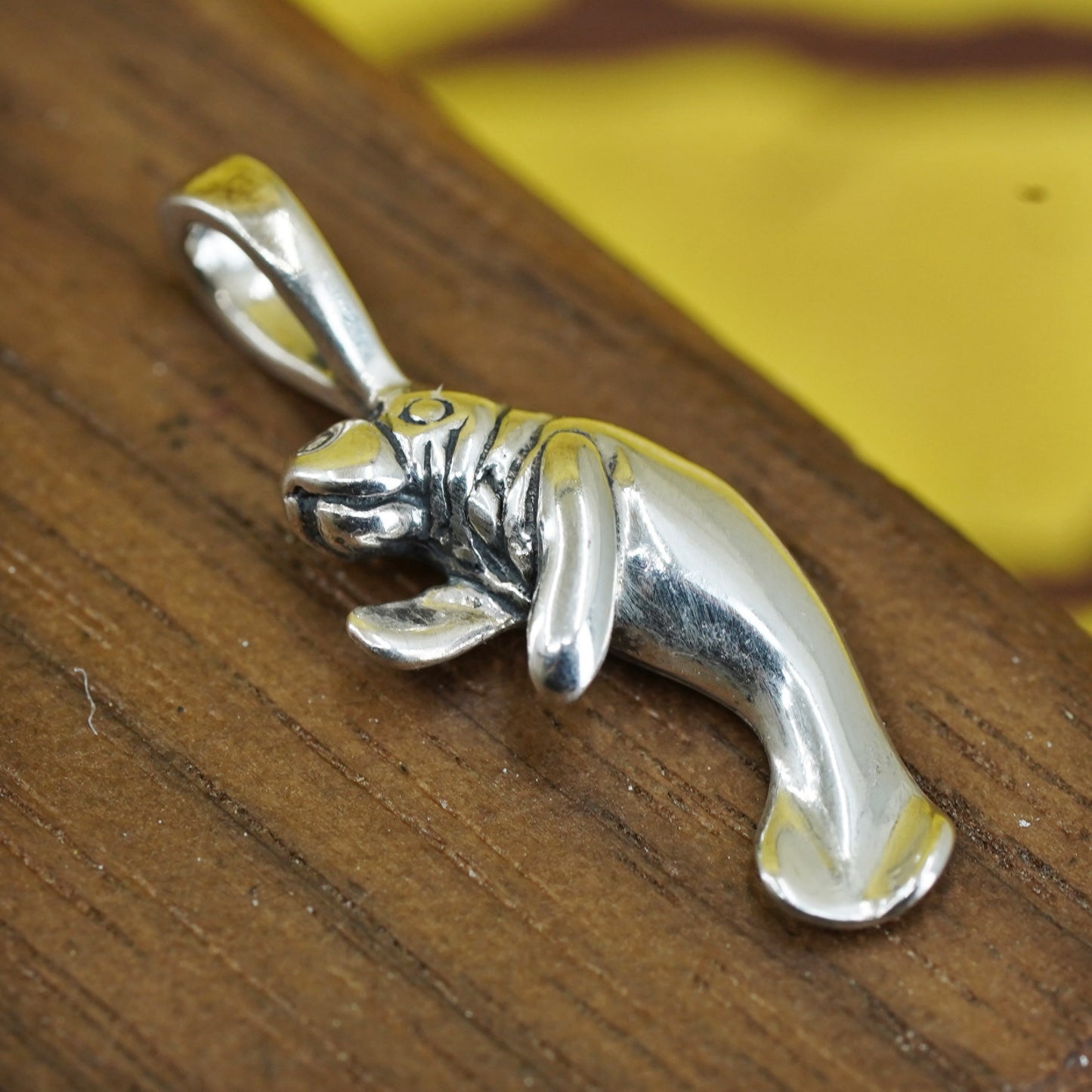 Vintage Sterling silver handmade pendant, 925 walrus charm