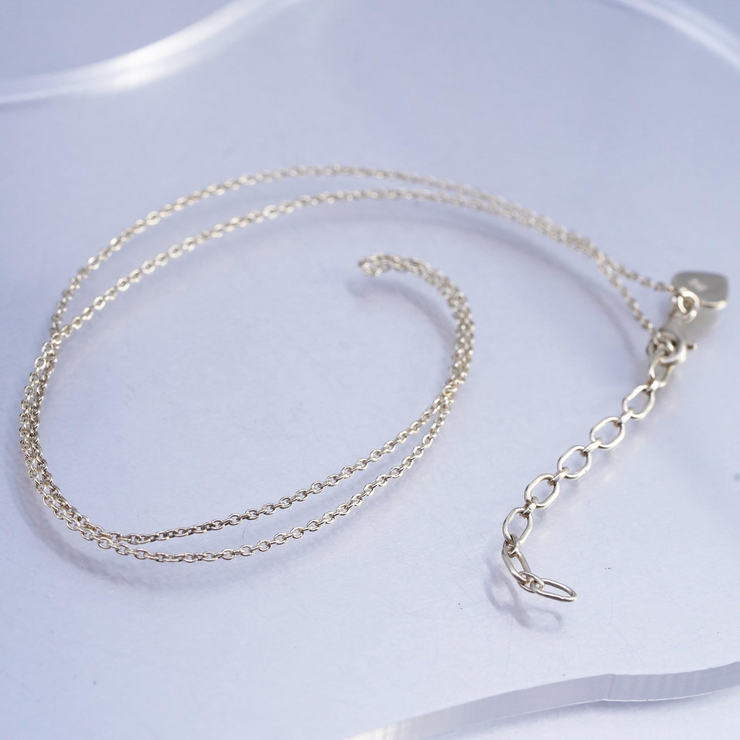 18+2" vermeil gold plated Sterling 925 silver circle necklace with heart charm