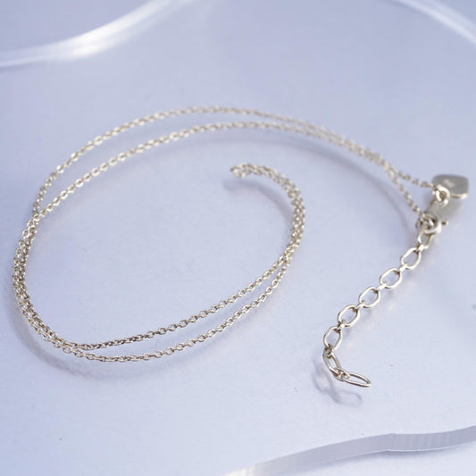 18+2" vermeil gold plated Sterling 925 silver circle necklace with heart charm