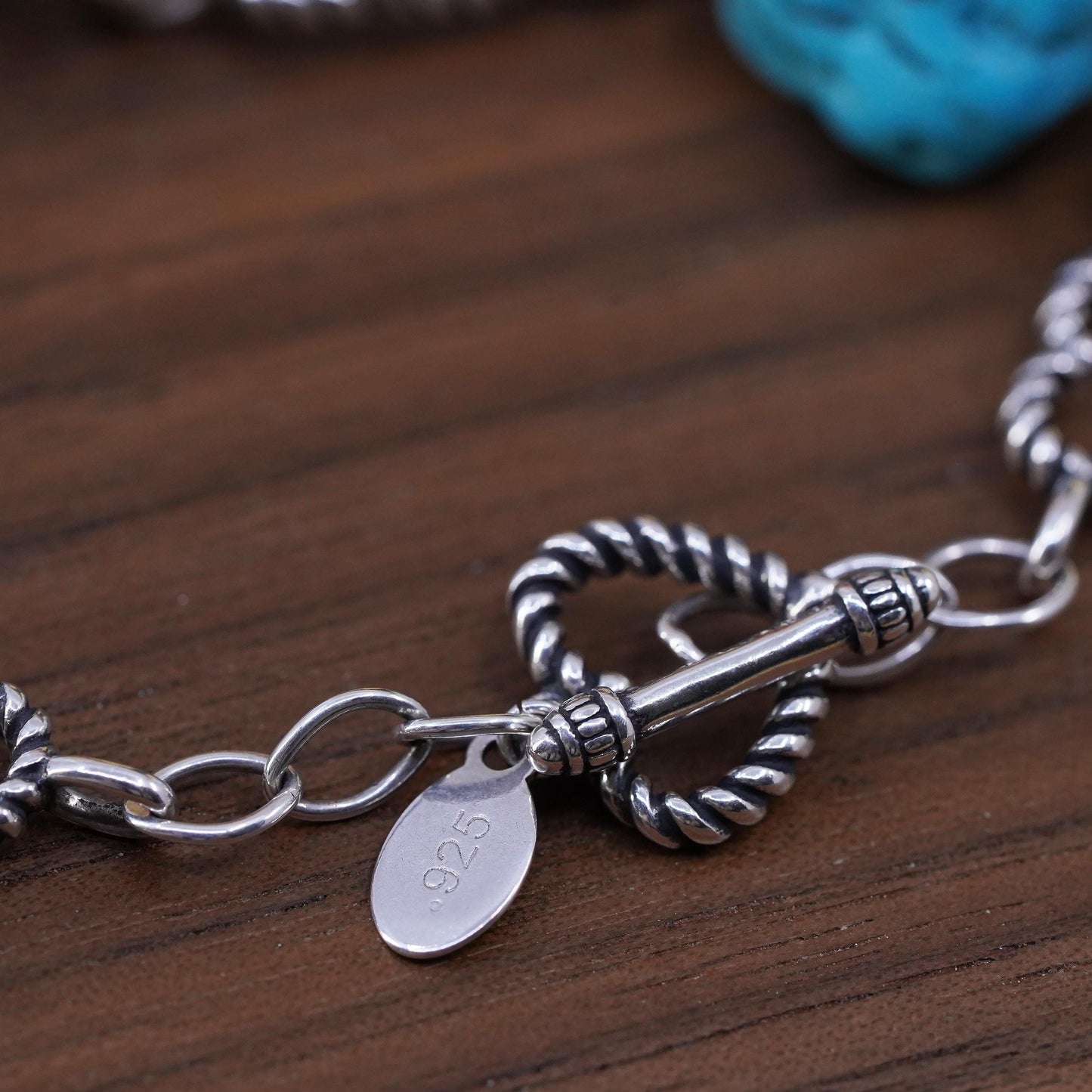 7.5", southwestern Lenox Sterling silver bracelet, turquoise bracelet 925 heart
