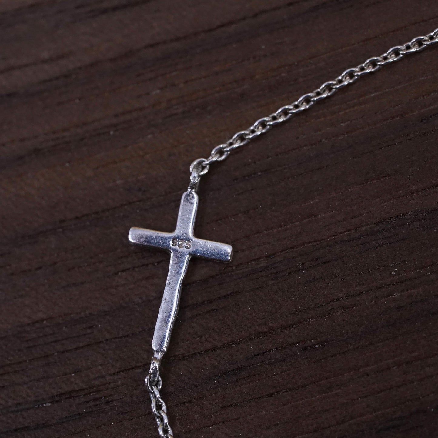 8+1", Vintage Sterling silver handmade bracelet, 925 chain with cross charm