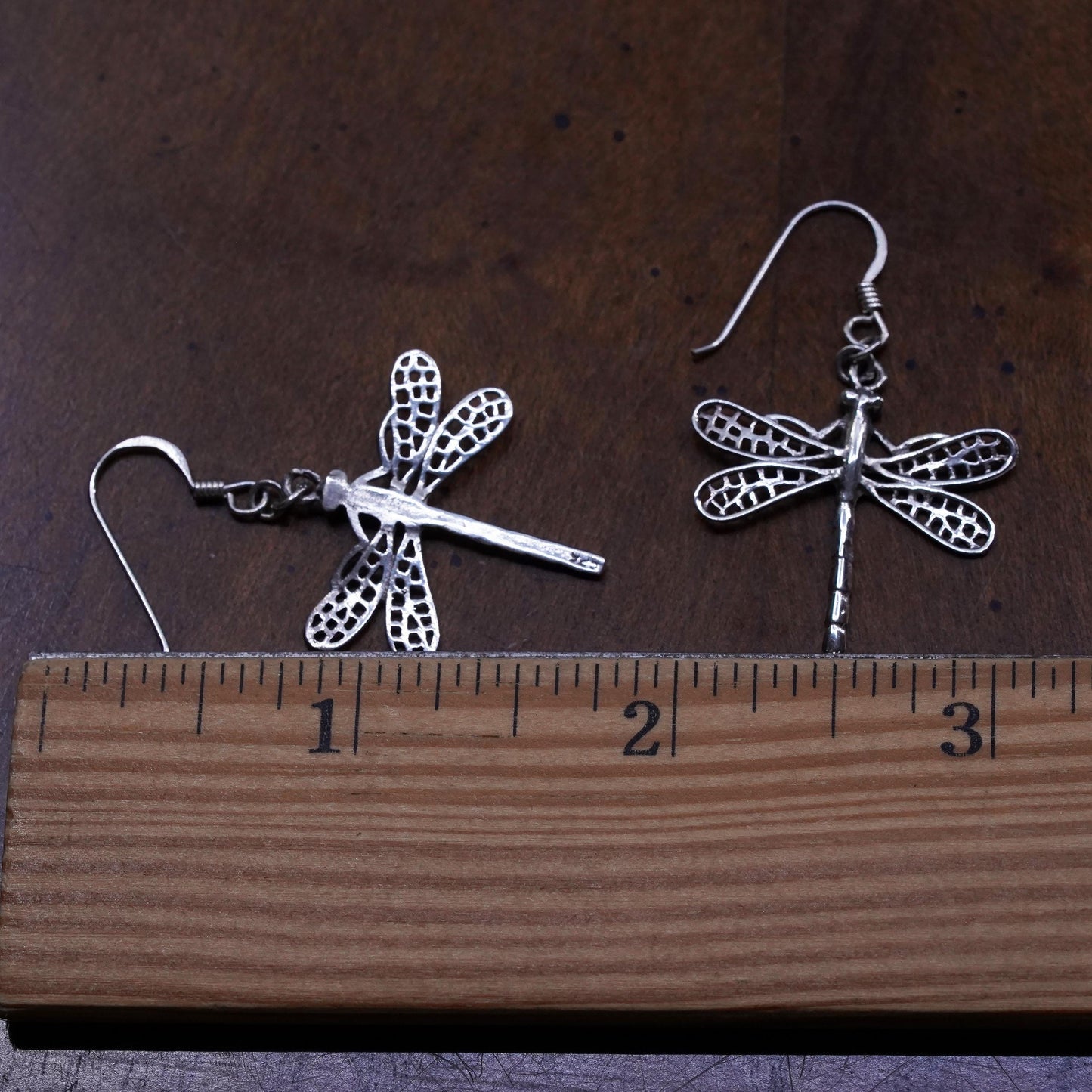 Vintage Mexican sterling silver handmade earrings, southwestern 925 dragonfly