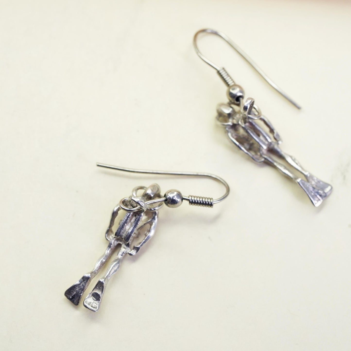 Vintage sterling 925 silver handmade diver drop earrings