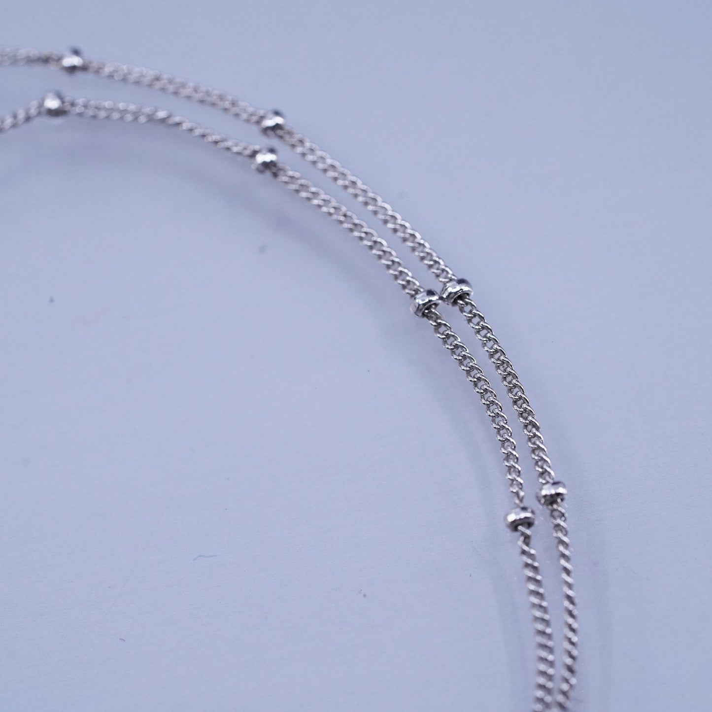 16+2”, vintage Sterling silver necklace, 925 bead curb chain letter K pendant