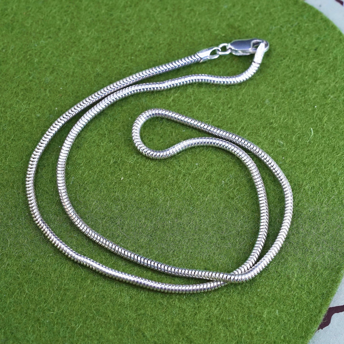 18", 3mm, Vintage sterling silver snake chain, 925 necklace