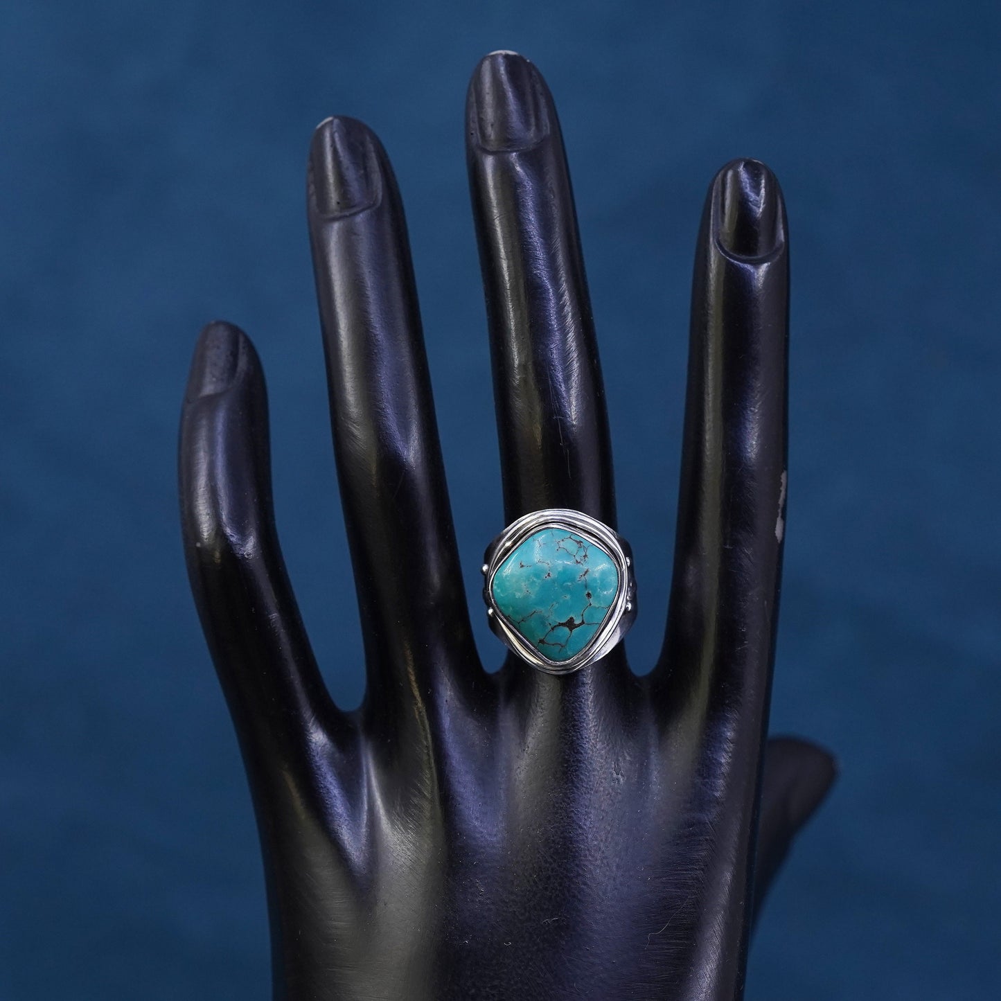 Size 7, Sterling 925 silver ring, Native American, southwestern with turquoise