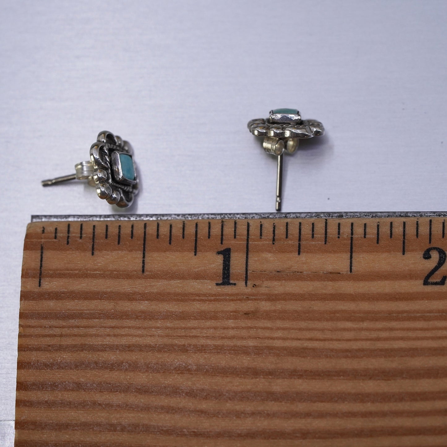 southwestern Sterling Silver Native American Earrings, 925 studs turquoise