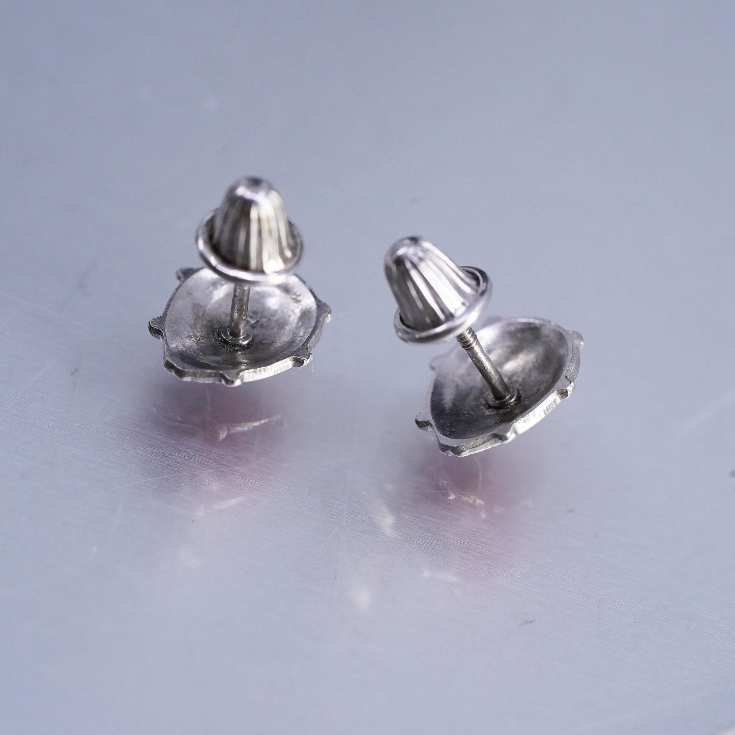 Vintage Sterling 925 silver enamel ladybug earrings, studs