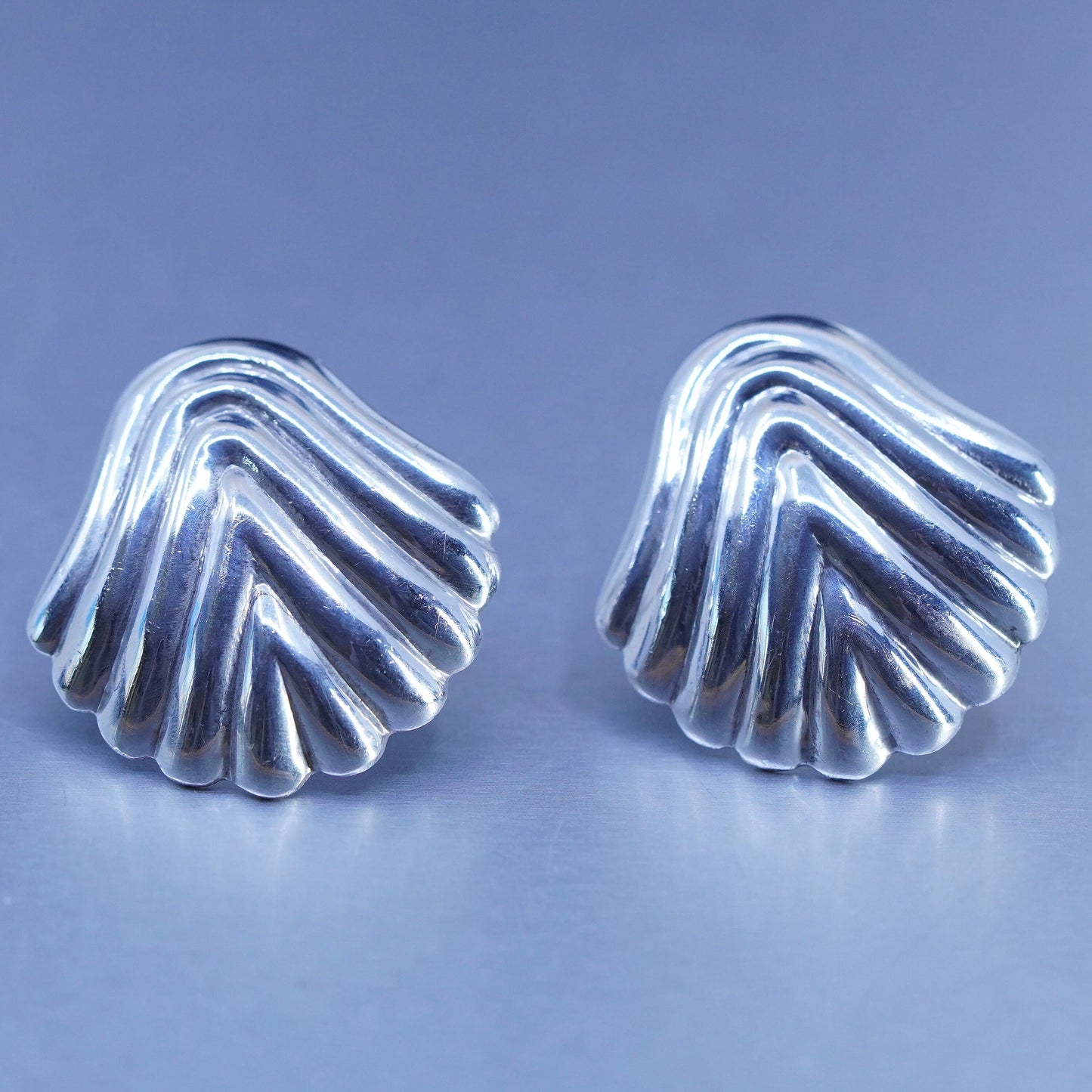 Vintage Sterling 925 silver handmade earrings, shell studs