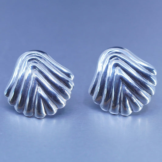 Vintage Sterling 925 silver handmade earrings, shell studs