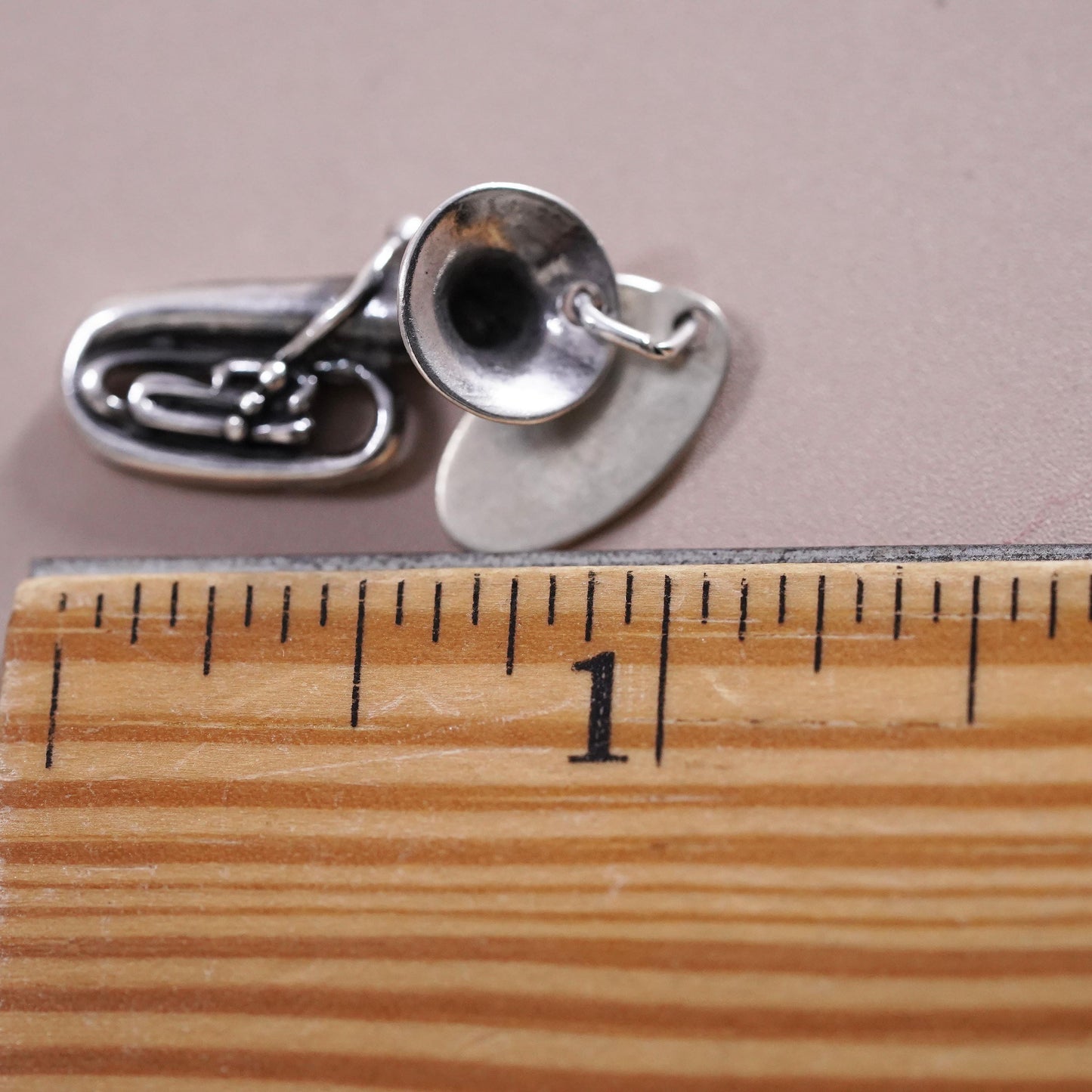 Vintage Sterling 925 silver handmade pendant, Oklahoma saxophone charm