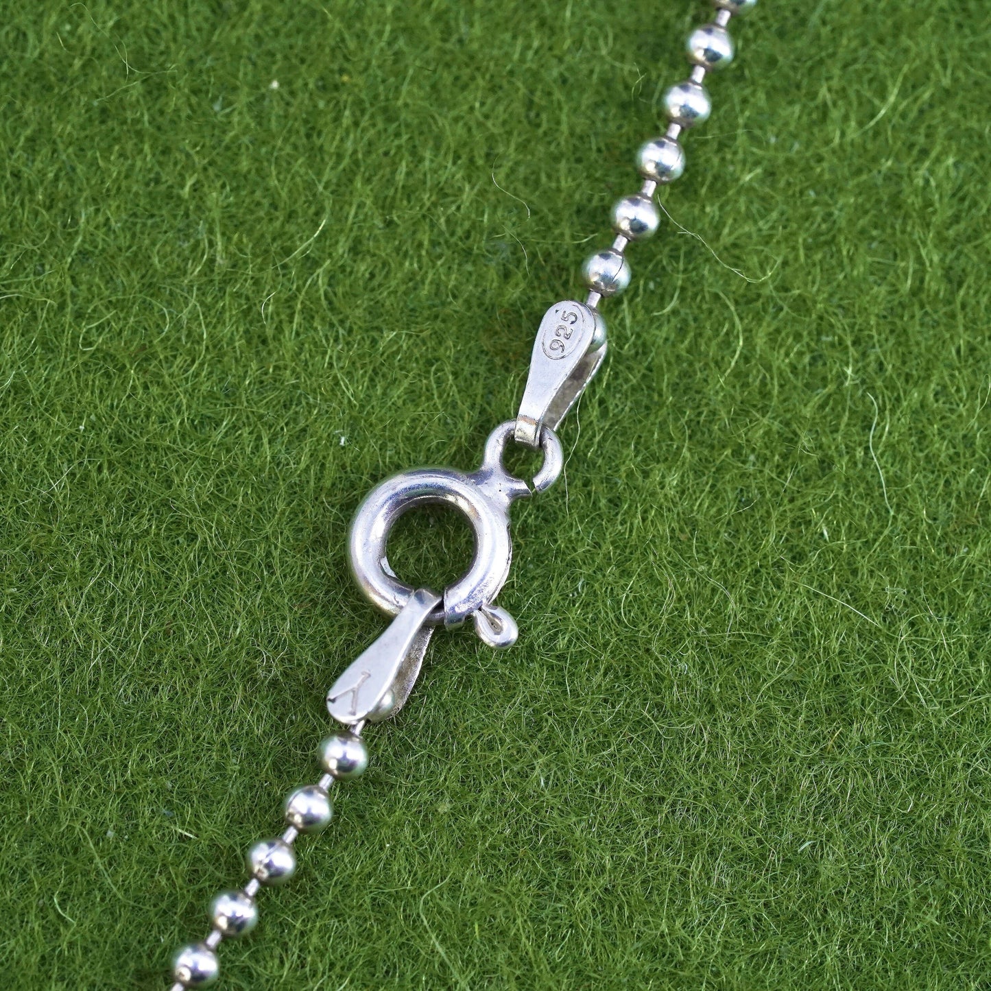 24”, 1mm, Vintage sterling silver necklace, 925 bar chain with beads