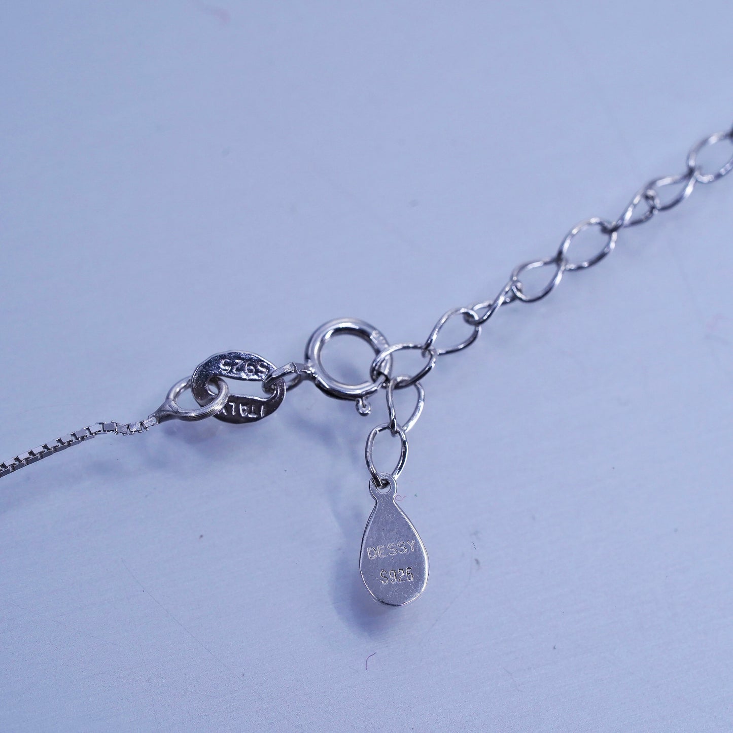 16+2”, Sterling 925 silver box chain necklace with freshwater pearl pendant
