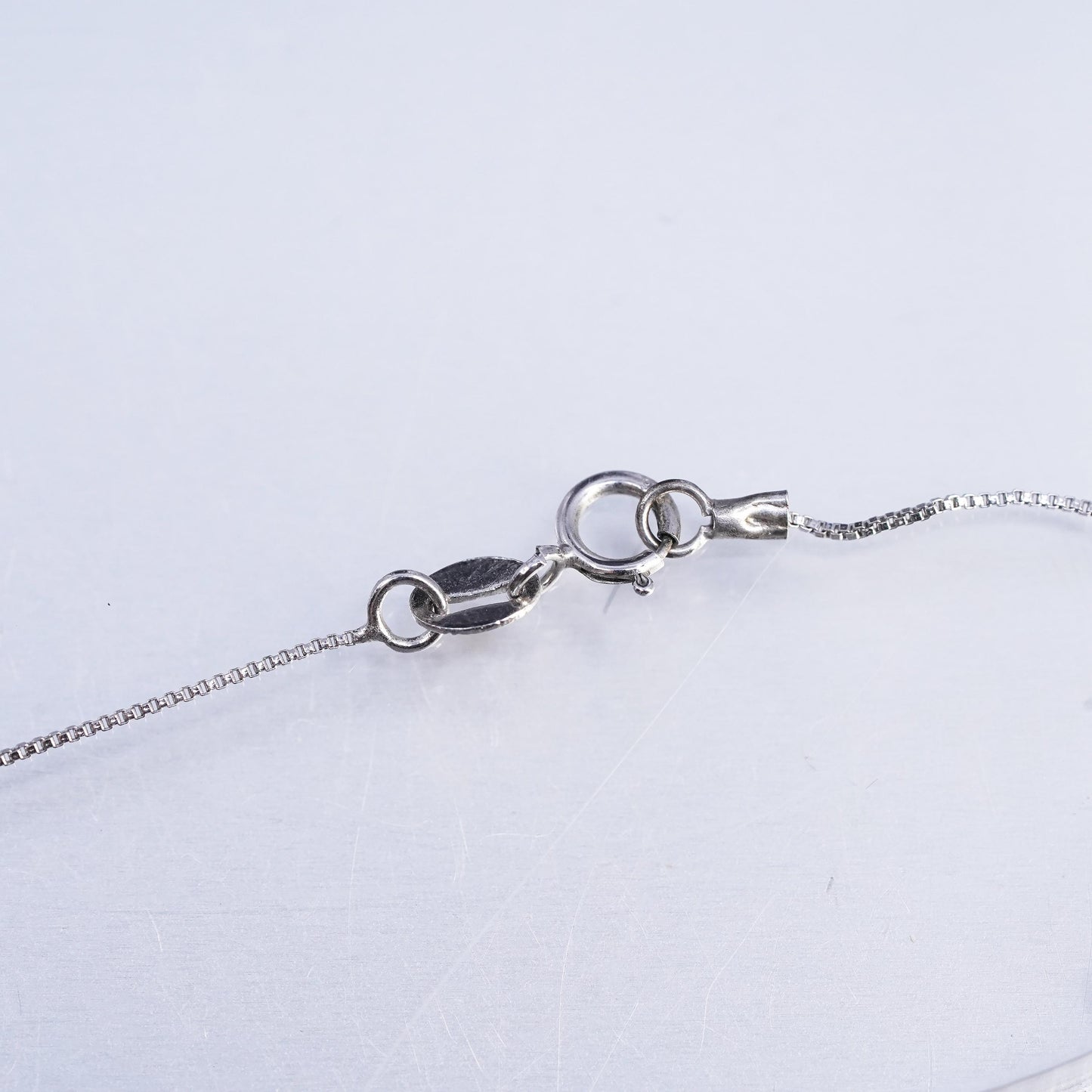 16", vintage Sterling 925 silver box chain necklace with pearl beads pendant