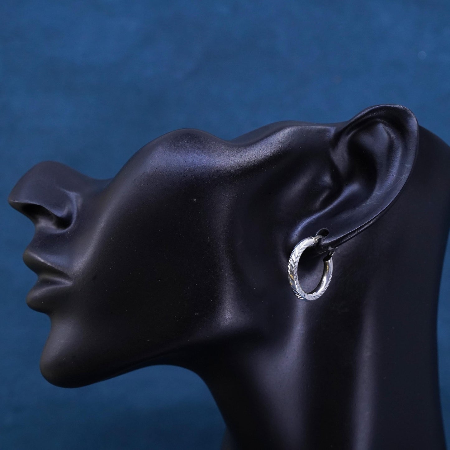 0.75”, vintage Sterling silver handmade earrings, 925 hoops, huggie