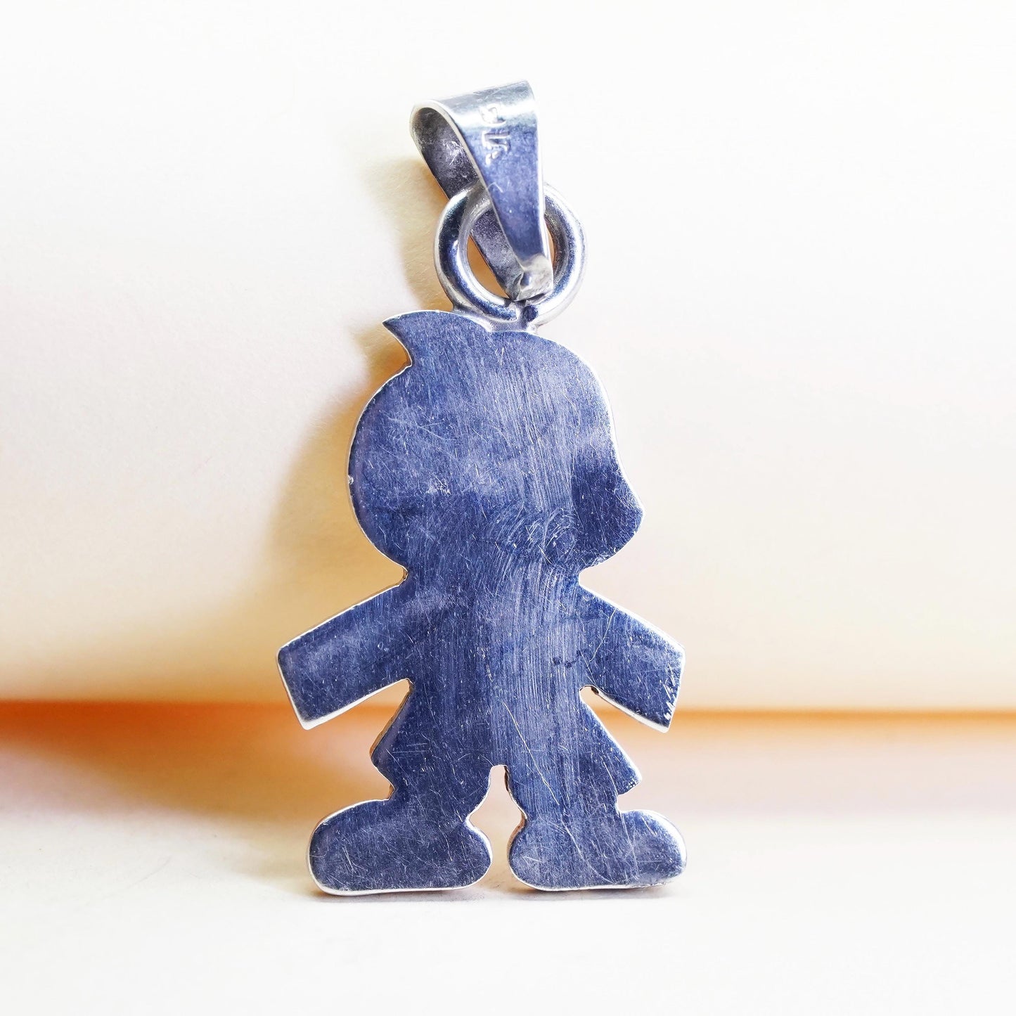 Vintage sterling silver handmade pendant, 925 boy figure pendant