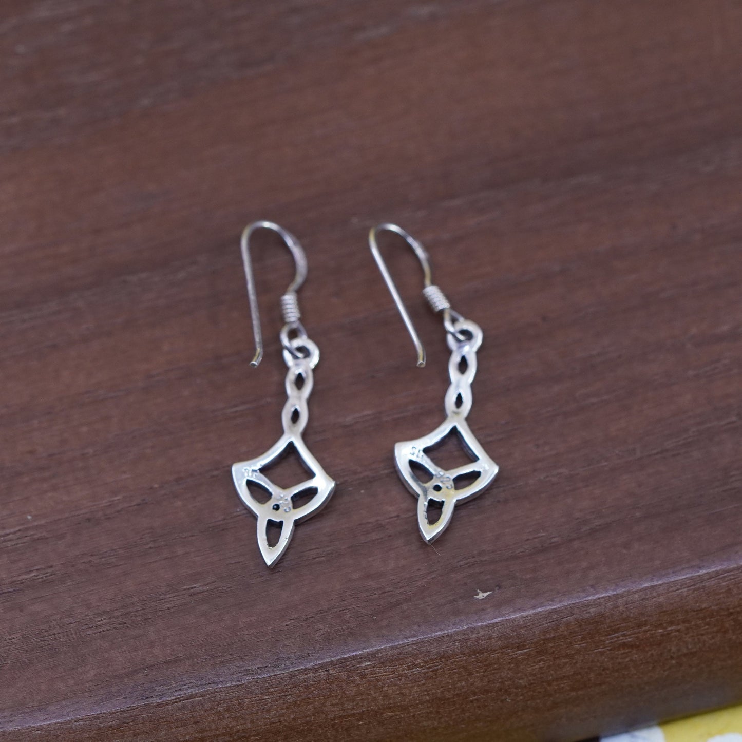 Vintage Sterling silver Irish knot handmade dangles, 925 silver earrings