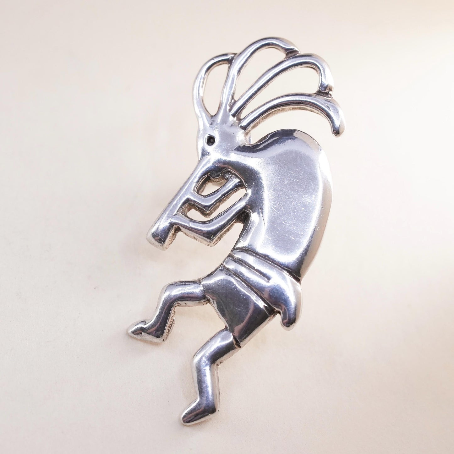 Vintage Native American single earring. Sterling 925 silver kokopelli stud
